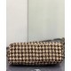 Replica YSL Saint Laurent Puffer Bolso pequeño de tweed a cuadros y piel de cordero Crema Imitacion Rebajas