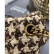 Replica YSL Saint Laurent Puffer Bolso pequeño de tweed a cuadros y piel de cordero Crema Imitacion Rebajas