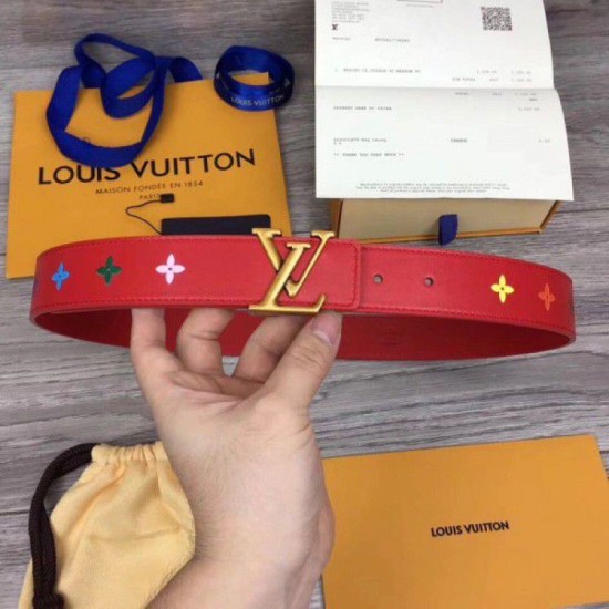 Replicas Louis Vuitton Red New Wave Cinturón de 35 mm M0096V Baratos Imitacion