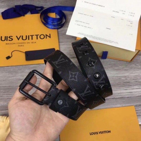 Replicas Louis Vuitton Voyager 35 mm cinturón monograma Eclipse M0043T Baratos Imitacion