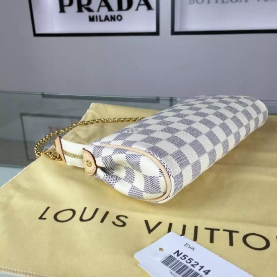 Replicas Louis Vuitton Eva embrague Damier Azur N55214 Baratos Imitacion
