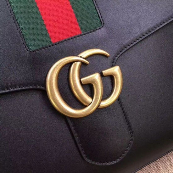 Replicas Gucci Bolso con asa superior de cuero 476470 negro Baratos Imitacion