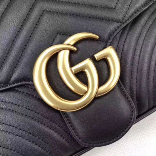 Replicas Gucci GG Marmont Matelassé bolso 443496 Negro Baratos Imitacion