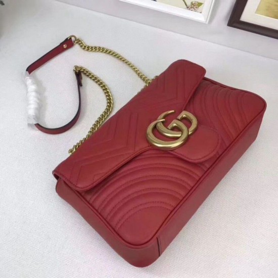 Replicas Gucci GG Marmont Matelassé bolso 443496 Rojo Baratos Imitacion