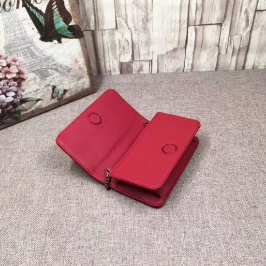 Replicas Gucci GG Marmont Studs mini bolsa debe 488426 Rojo Baratos Imitacion