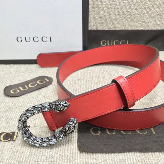 Replicas Gucci Cinturón con hebilla Dioniso de cristal 432142 Rojo Baratos Imitacion