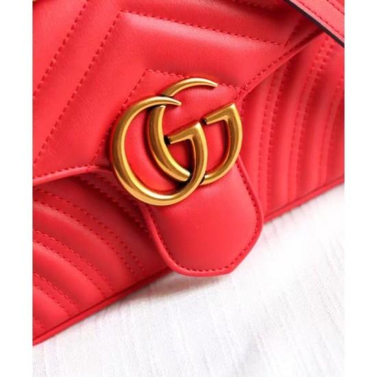 Replicas Gucci GG Marmont Matelasse Mini Bolsa 443497 Rojo Baratos Imitacion