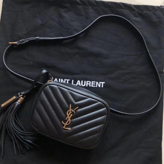 Replicas Bolso para cámara YSL Saint Laurent Monogram Lou Lou negro Baratos Imitacion