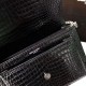 Replicas YSL Saint Laurent Medium Sunset Bolsa en cocodrilo en relieve brillante cuero negro Baratos Imitacion